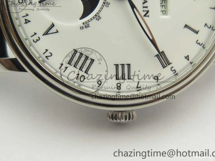 0512 FlexibleFit Villeret Quantième Complet 8 Jours SS Complicated Function OMF 1:1 Best Edition White Dial on Black Leather Strap A 7984